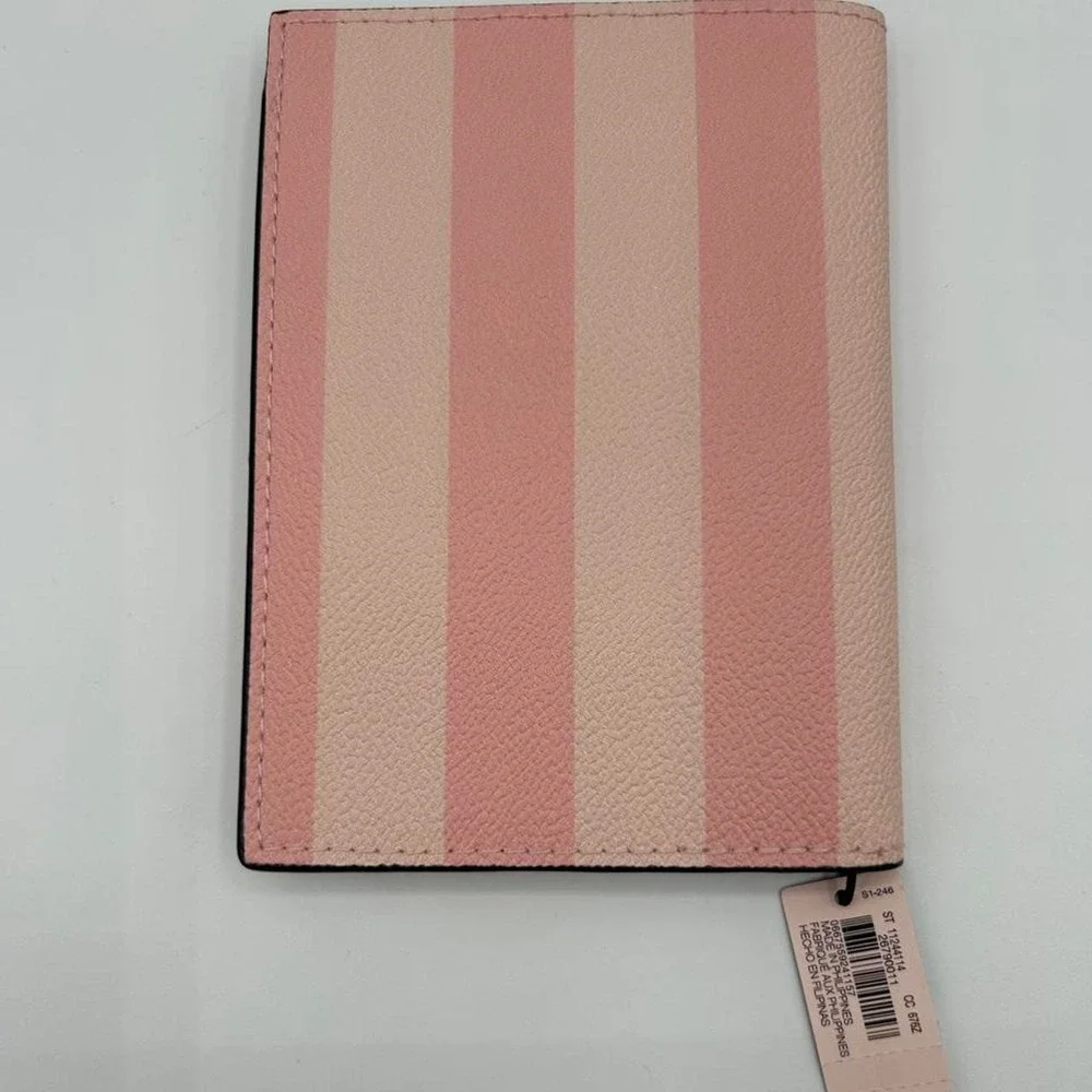 Victoria's Secret Signature Pink Stripe Passport Cover Case Wallet NWT.